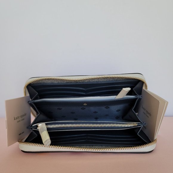 KATE SPADE Spencer Summer Flower Embossed Zip-around Continental Wallet- Cream ⭐ - Picture 14 of 16